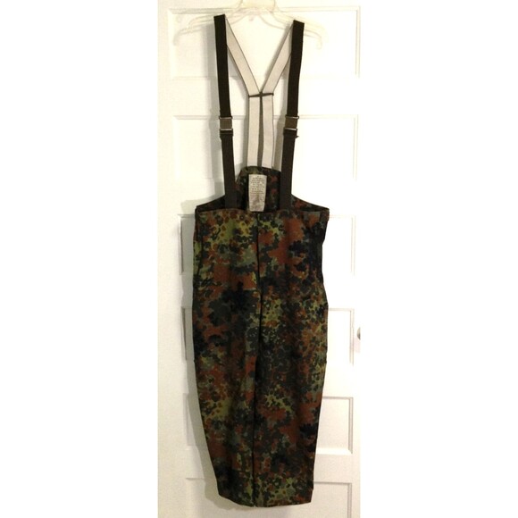 Vtg German Military Bib Pants Overalls Mn 48/50 Flecktarn Camo Canvas Combat 90s - Picture 1 of 10